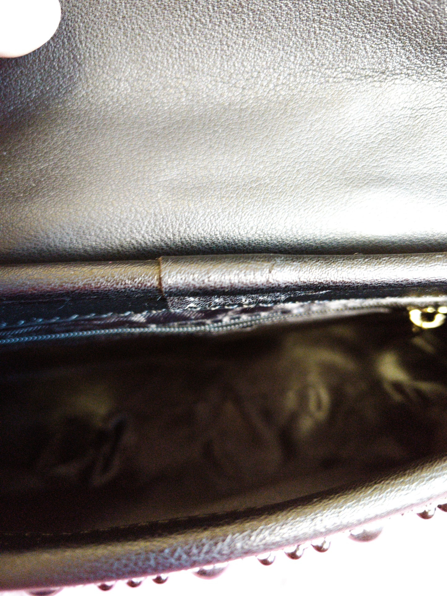 Black & Silver Bead-Crystal Geometric-Pattern Chain Evening Clutch