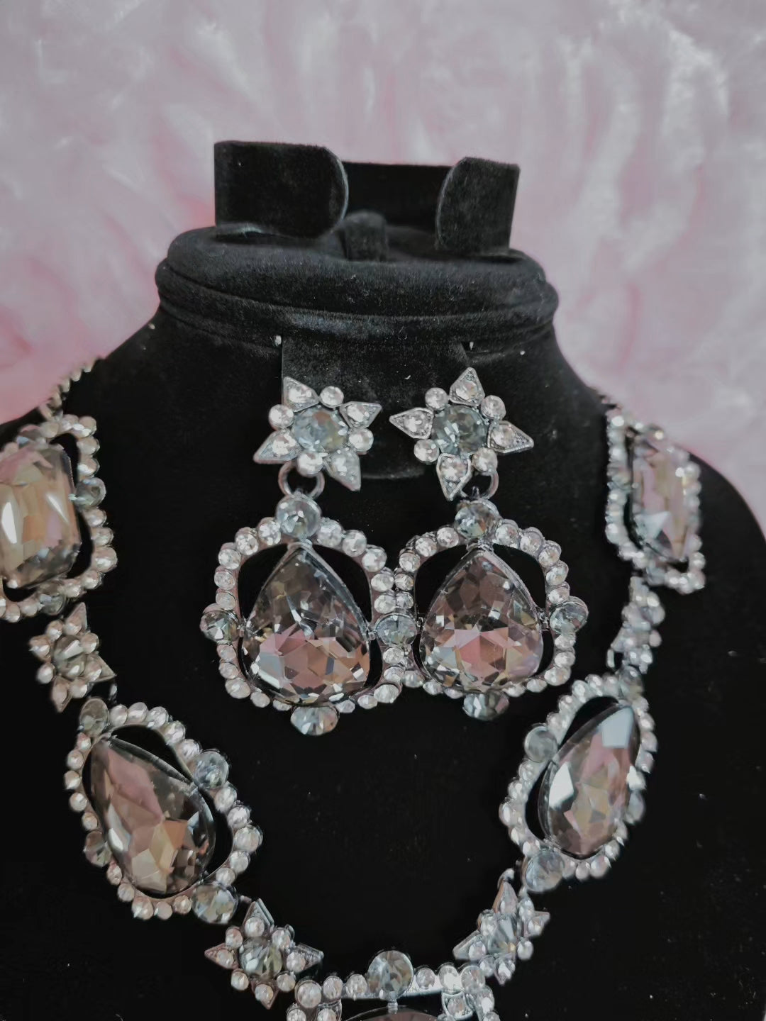 Smoky Gemstone Starburst Necklace & Earring Set