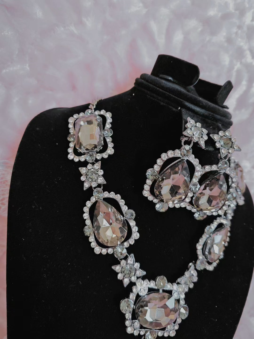 Smoky Gemstone Starburst Necklace & Earring Set