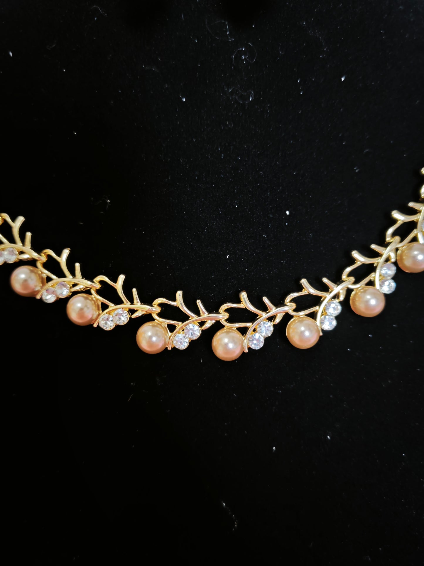 Champagne Pearl & Gilded Twig Necklace & Earring Set