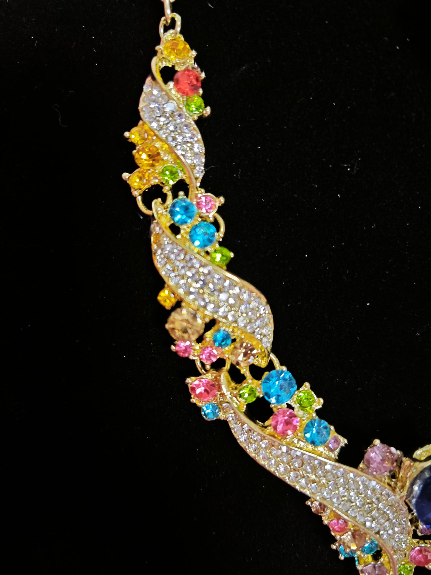 Gilded Multi-Color Gem Wing Necklace & Earring Set