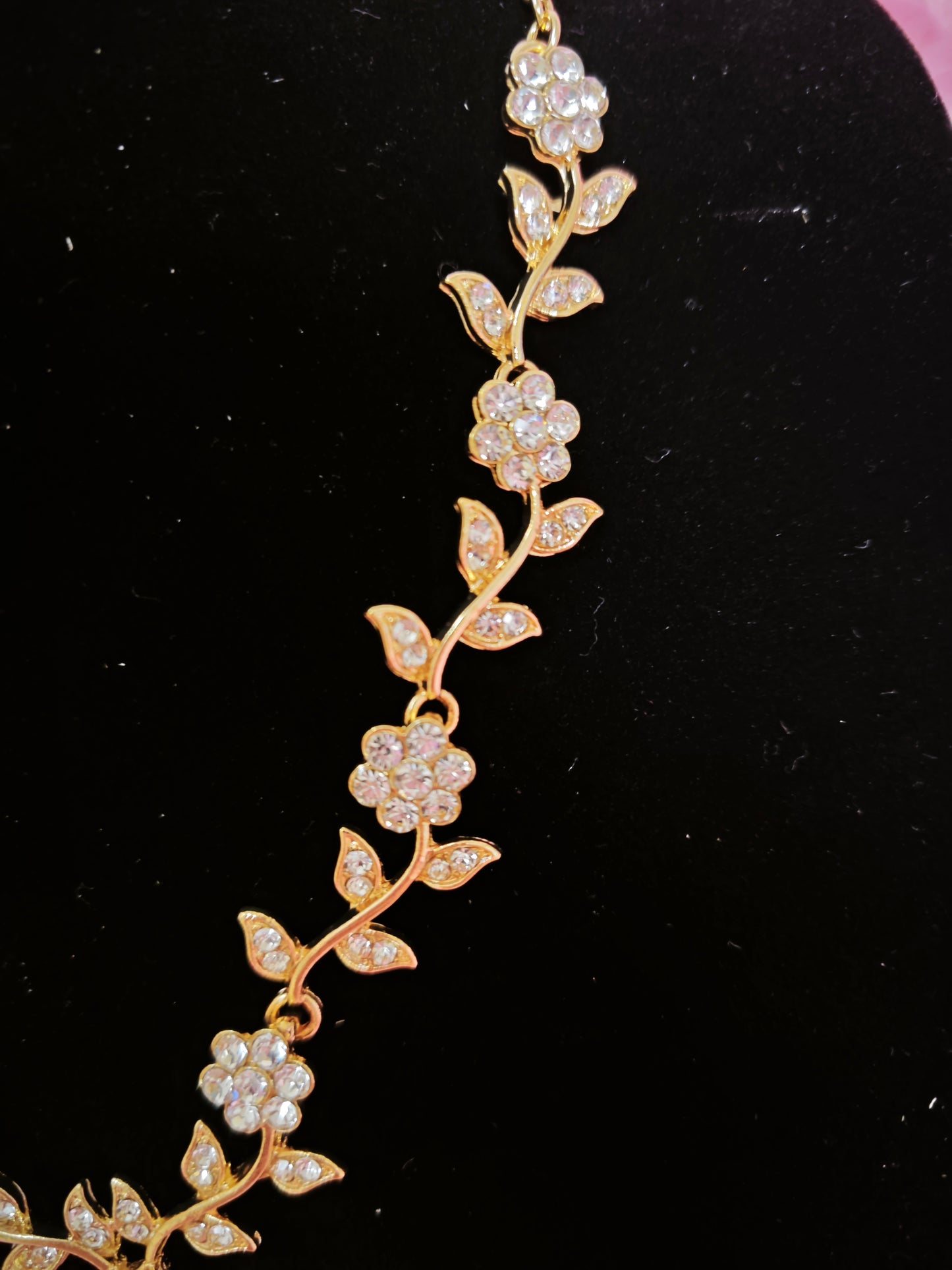 Gilded Diamond Floral Twig Necklace & Earring Set