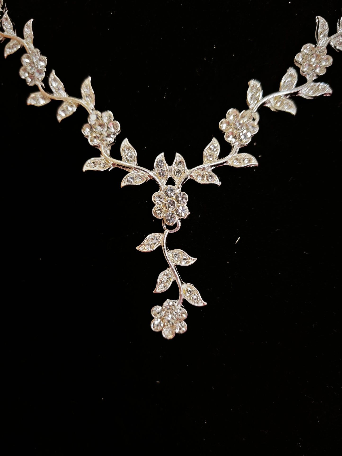 Glamorous Crystal Flower Vine Statement Jewelry Set