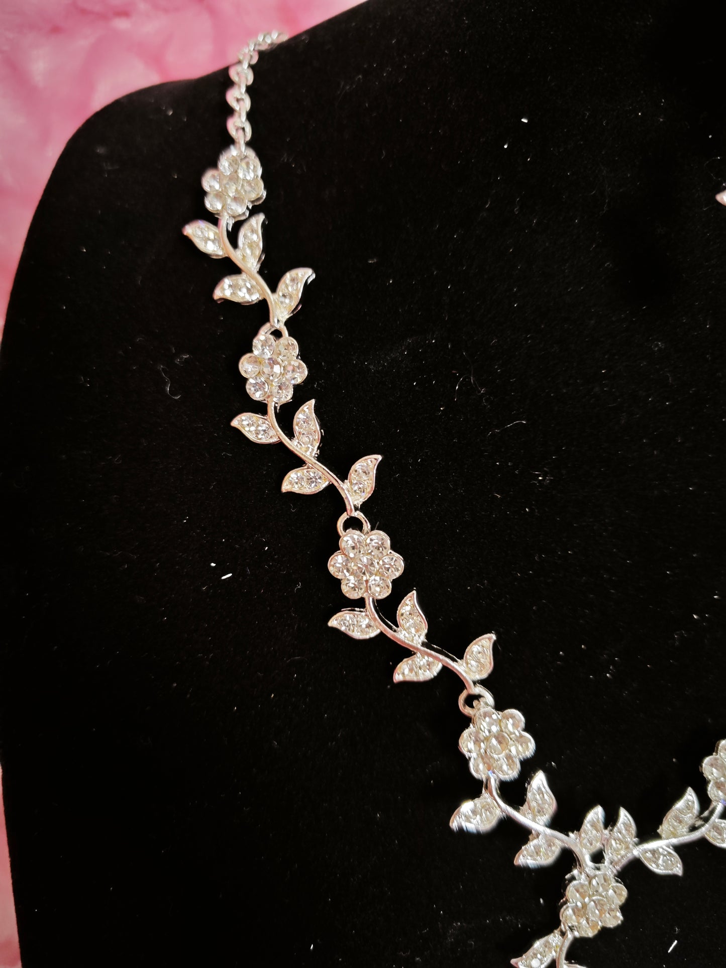 Glamorous Crystal Flower Vine Statement Jewelry Set