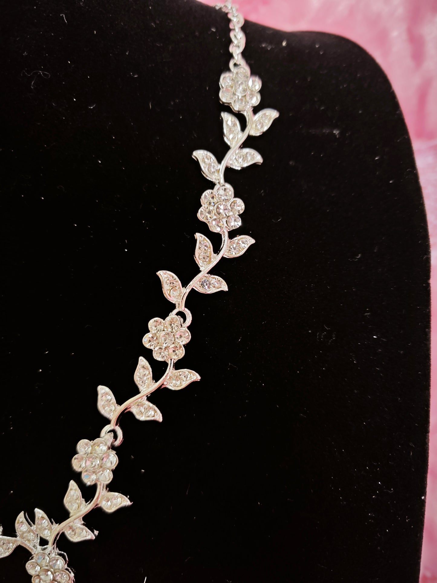 Glamorous Crystal Flower Vine Statement Jewelry Set