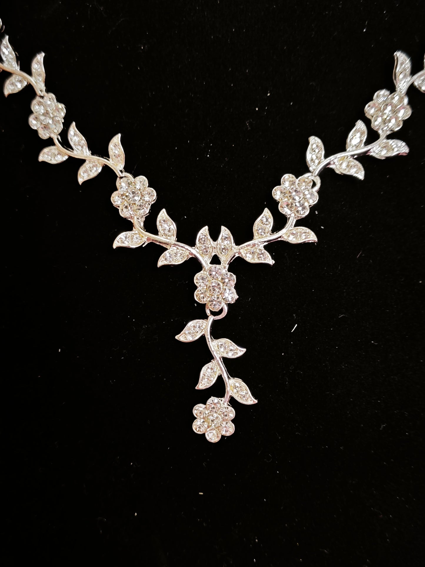 Glamorous Crystal Flower Vine Statement Jewelry Set