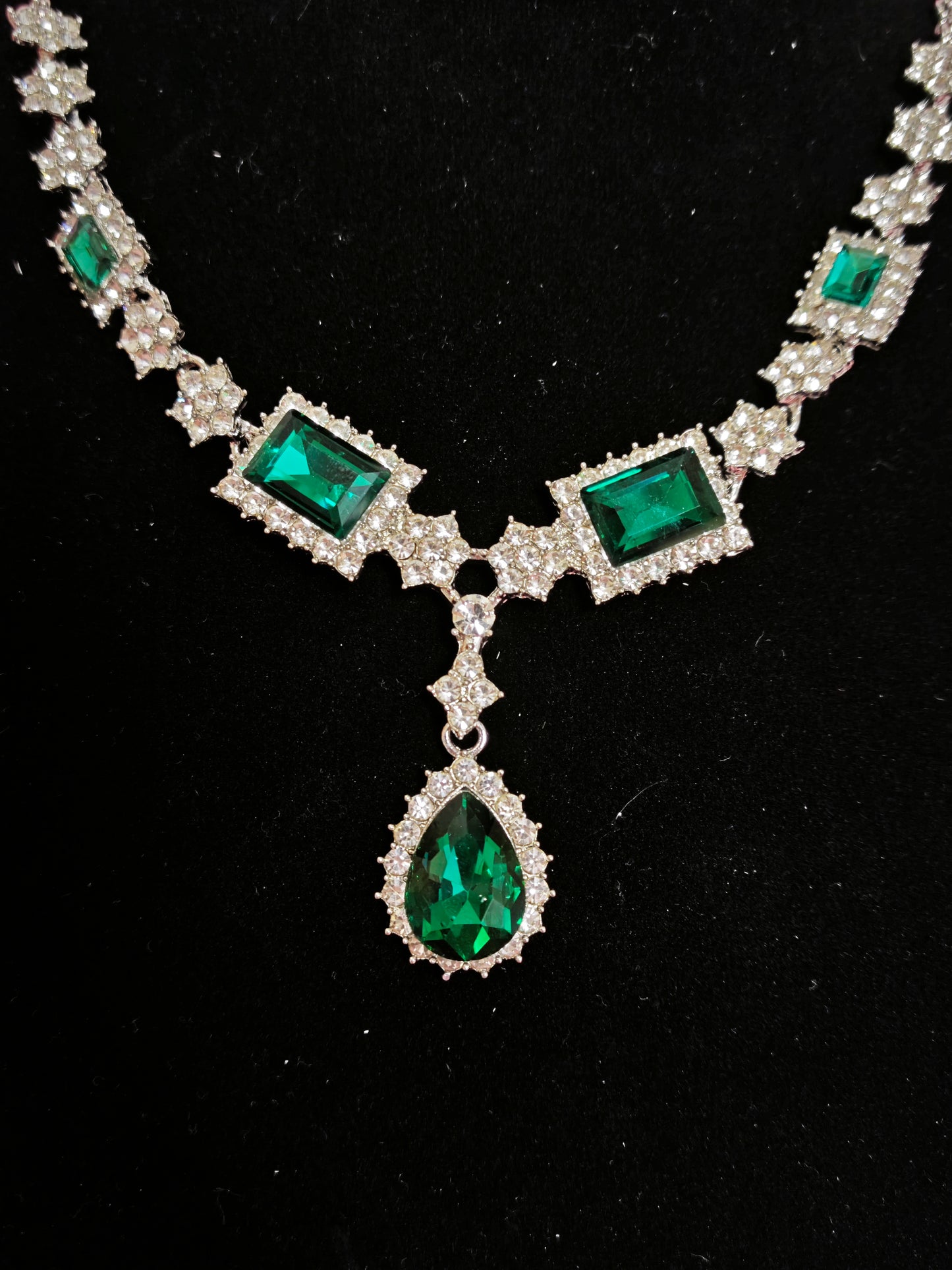 Luxury Emerald Crystal Geometric Statement Jewelry Set