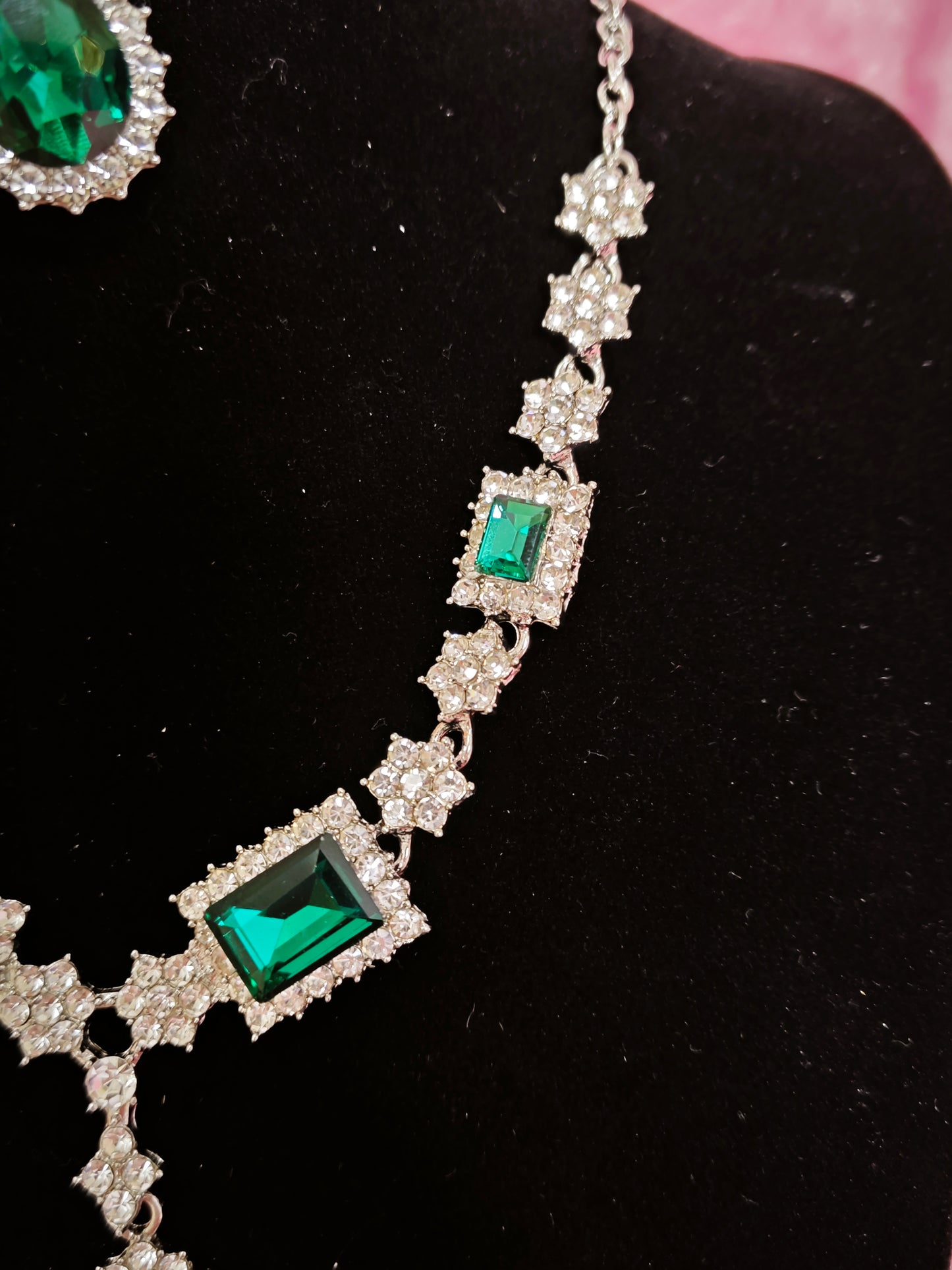 Luxury Emerald Crystal Geometric Statement Jewelry Set