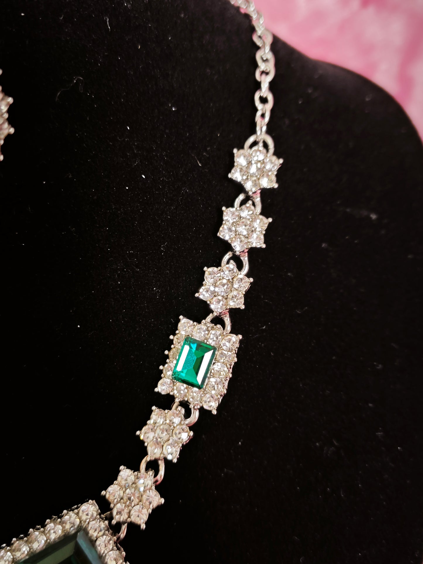 Luxury Emerald Crystal Geometric Statement Jewelry Set