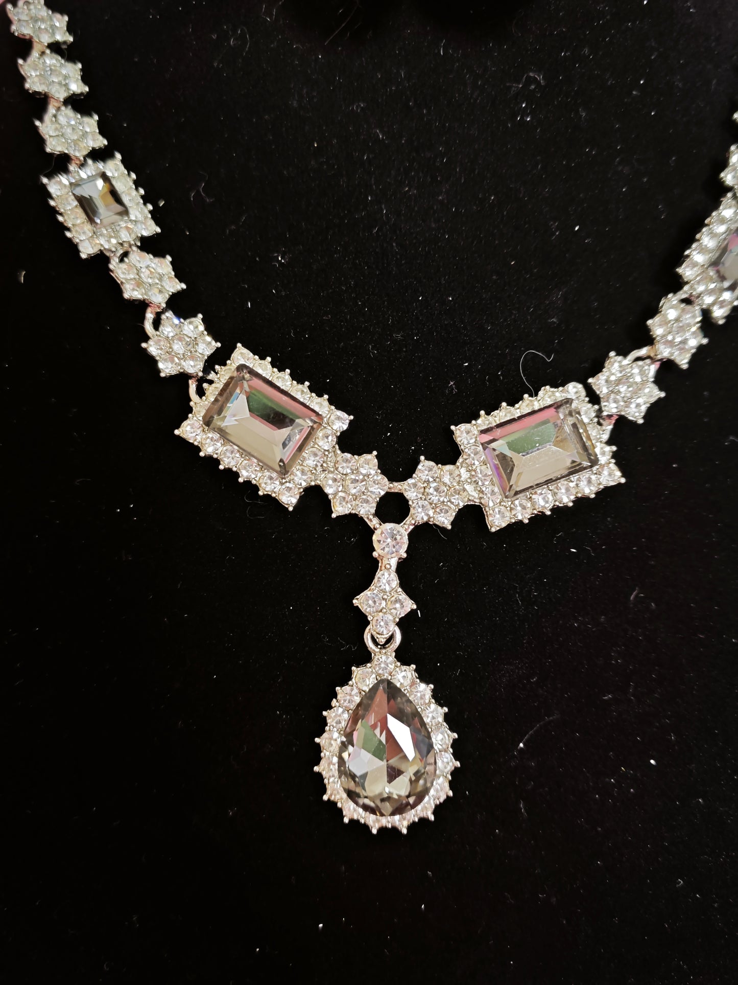 Chic Smoky Crystal Geometric Statement Jewelry Set