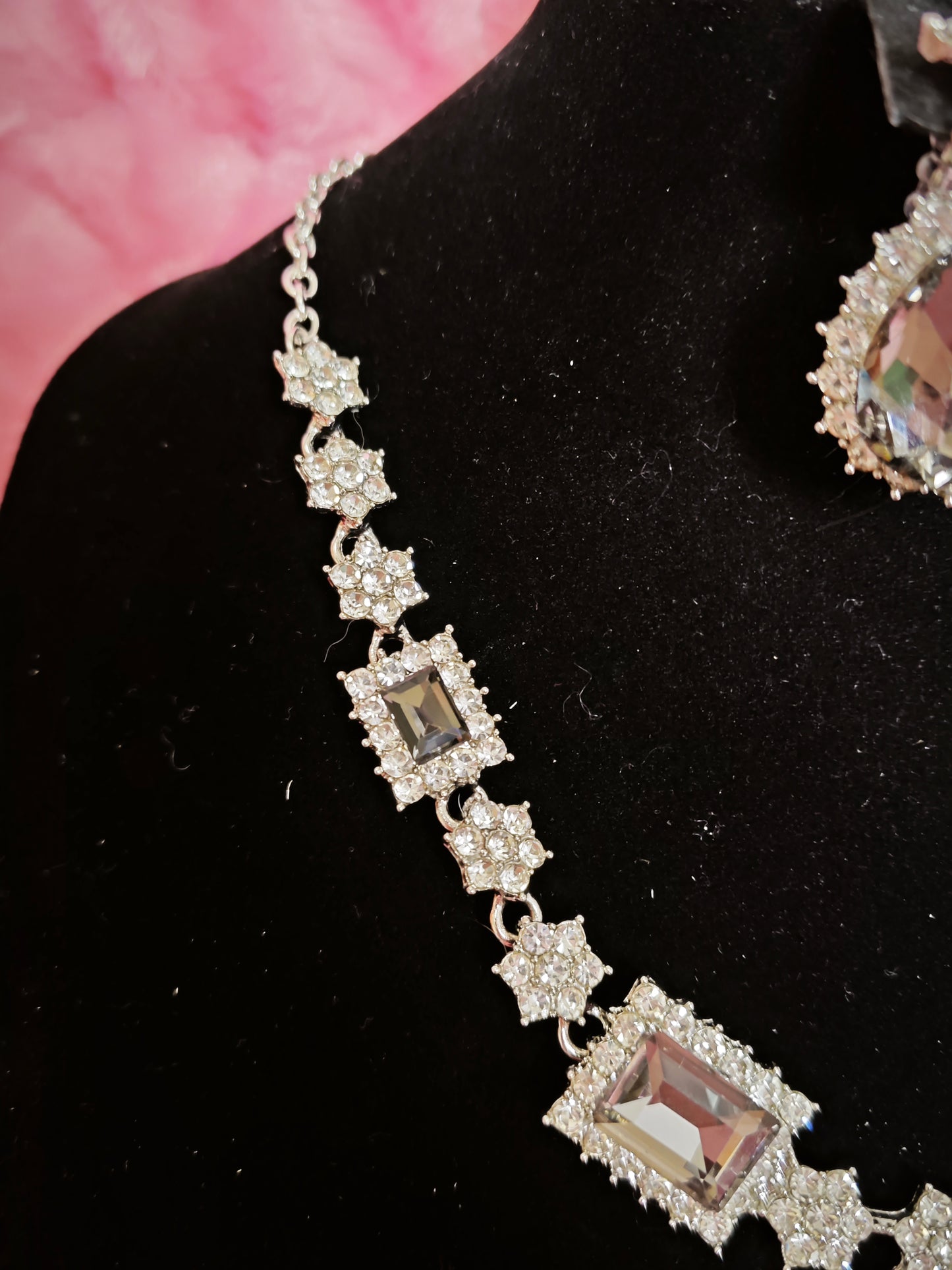 Chic Smoky Crystal Geometric Statement Jewelry Set