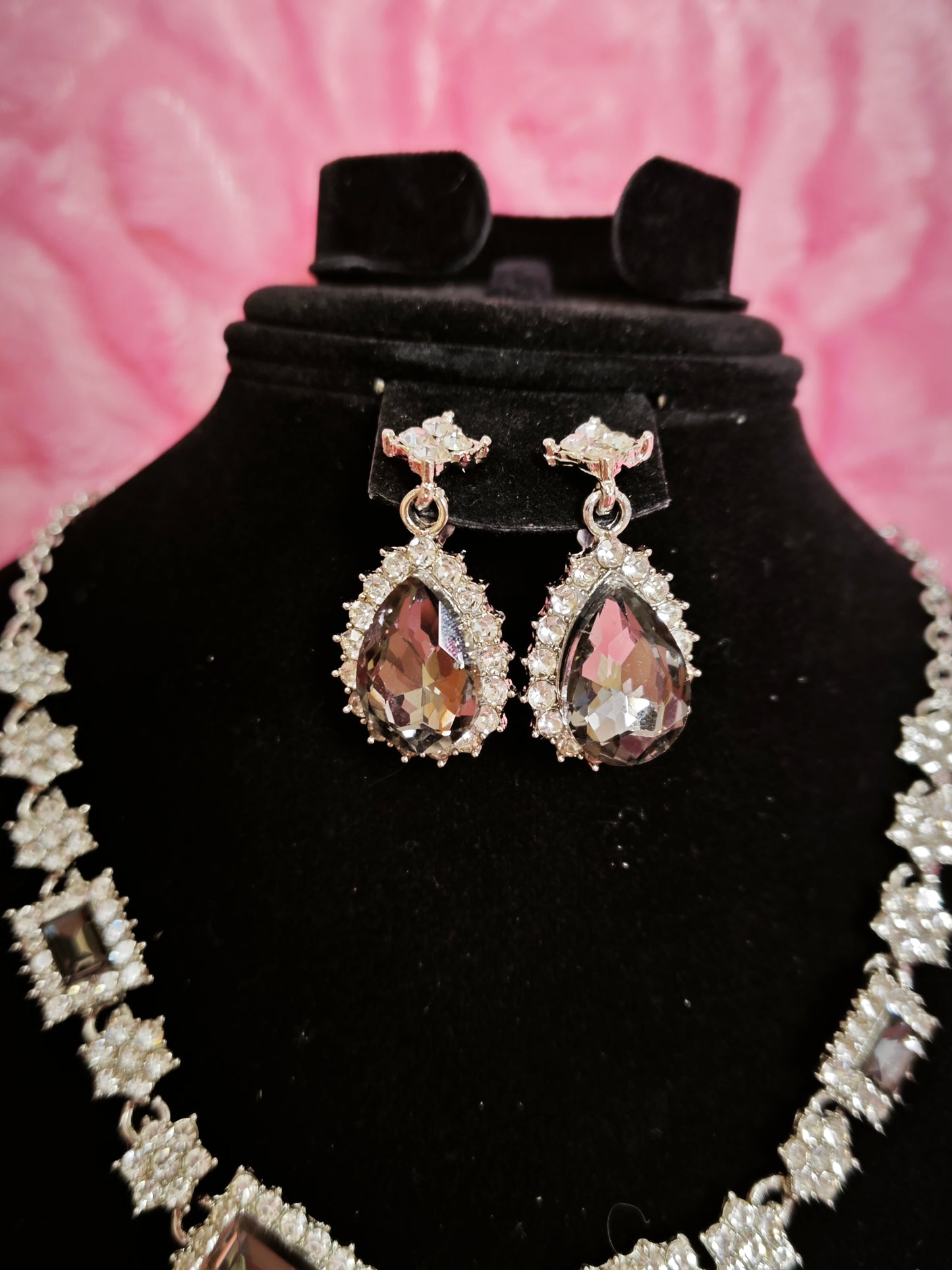 Chic Smoky Crystal Geometric Statement Jewelry Set