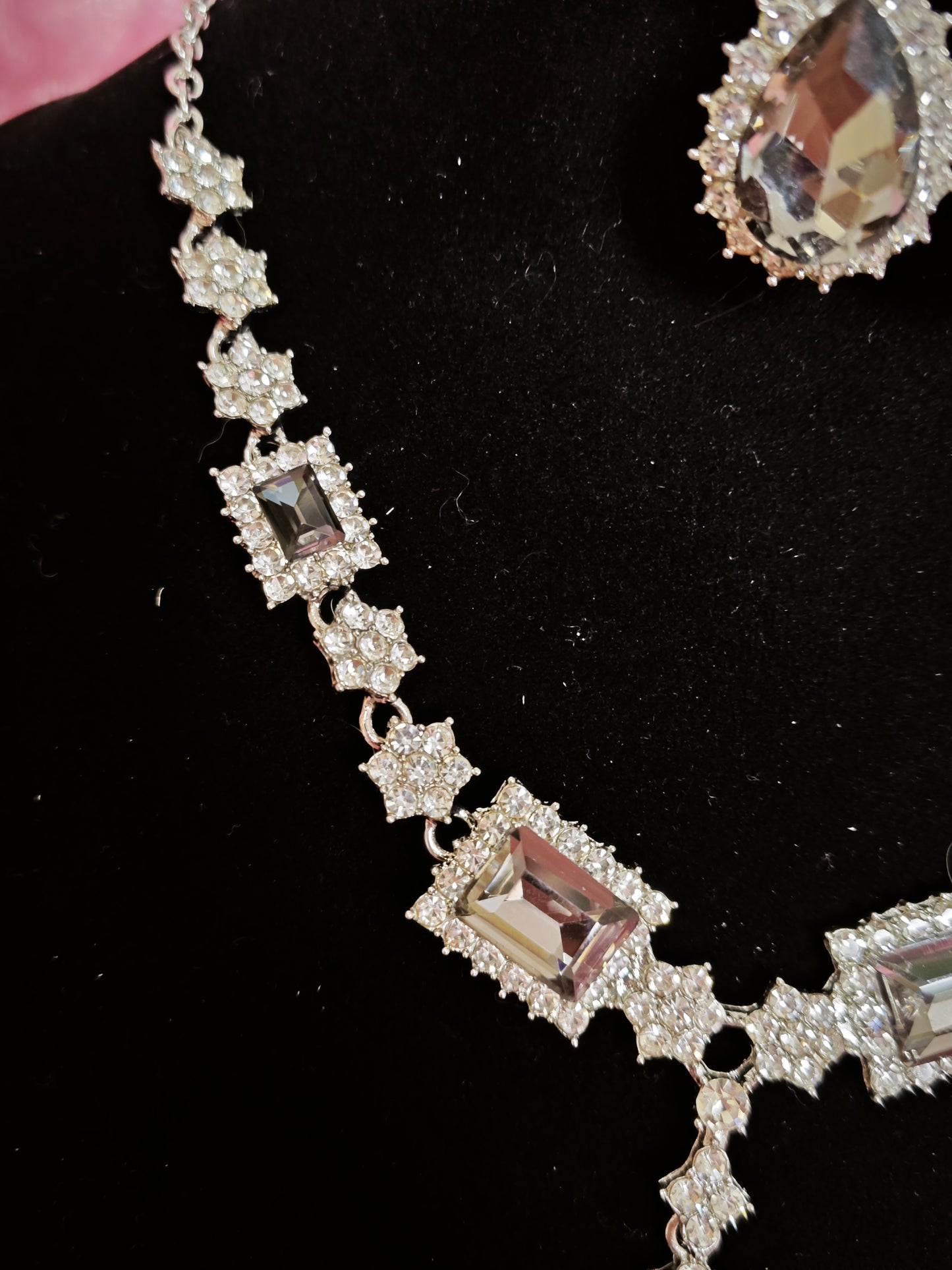 Chic Smoky Crystal Geometric Statement Jewelry Set