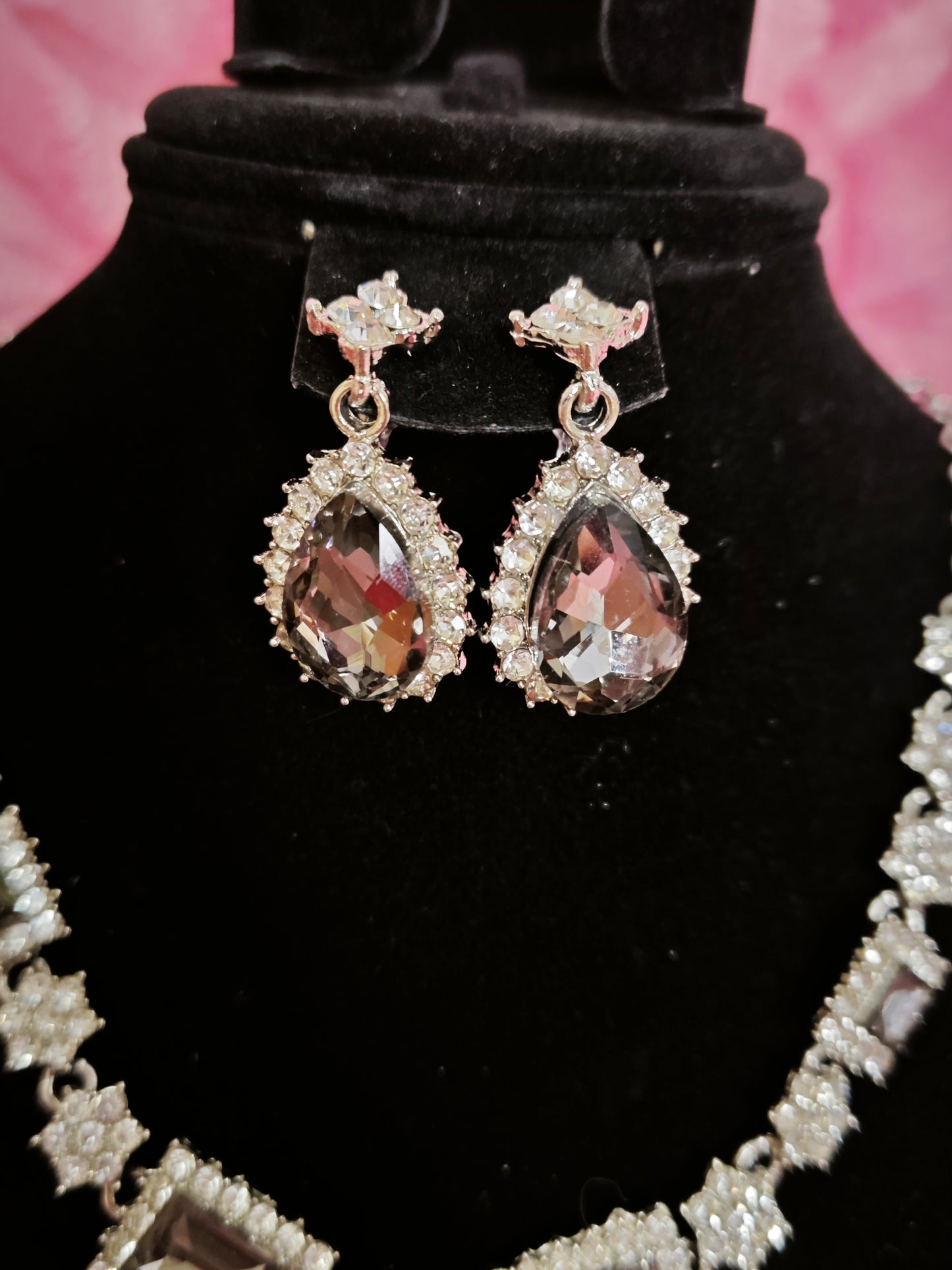 Chic Smoky Crystal Geometric Statement Jewelry Set