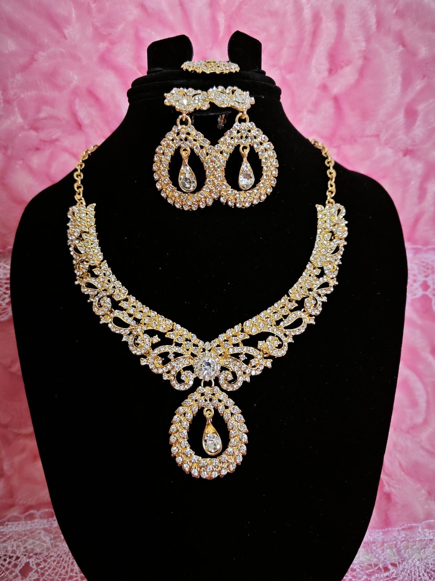 Luxury Full Diamond Twisted Vine Statement Jewelry Set