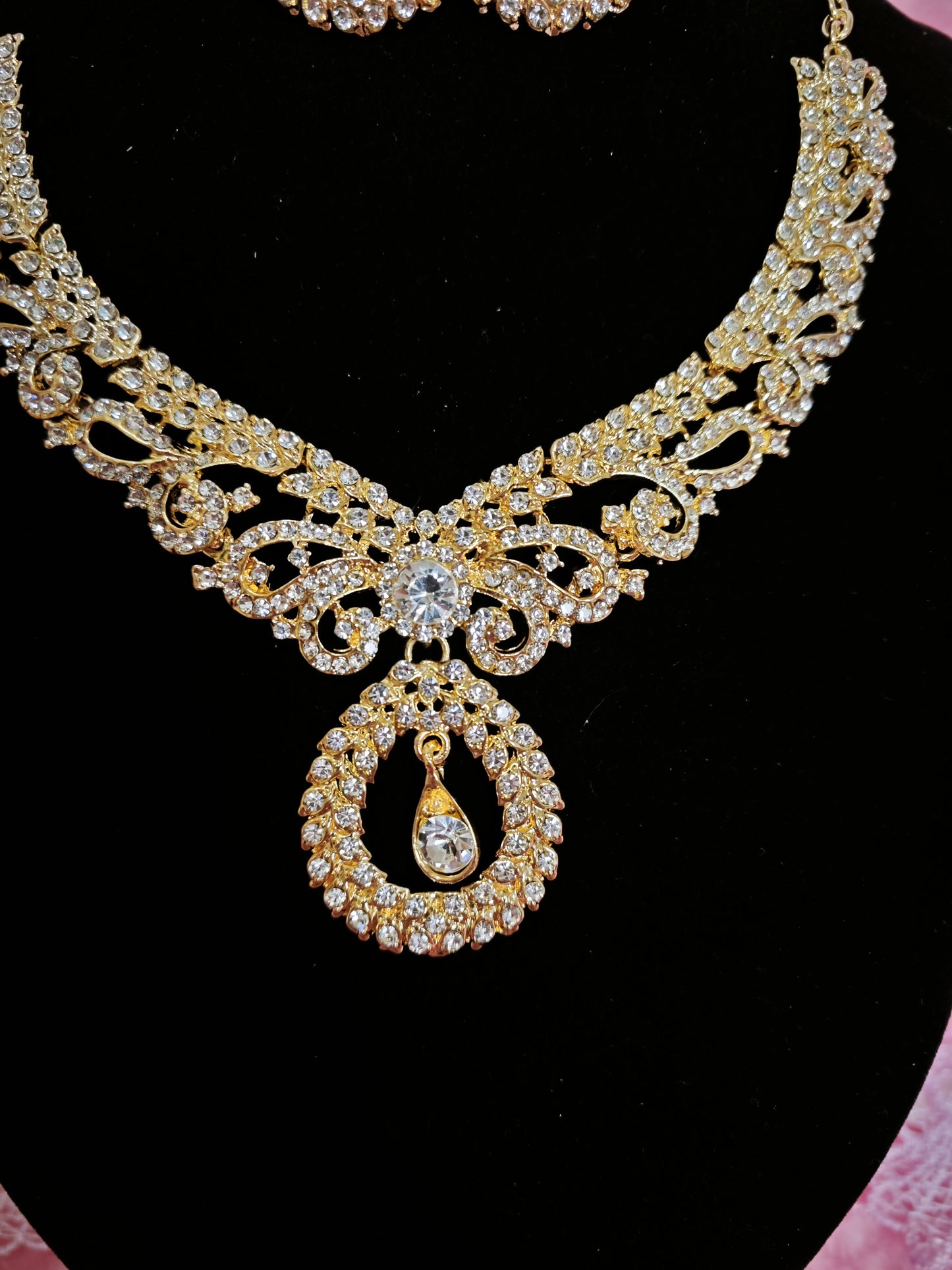 Luxury Full Diamond Twisted Vine Statement Jewelry Set