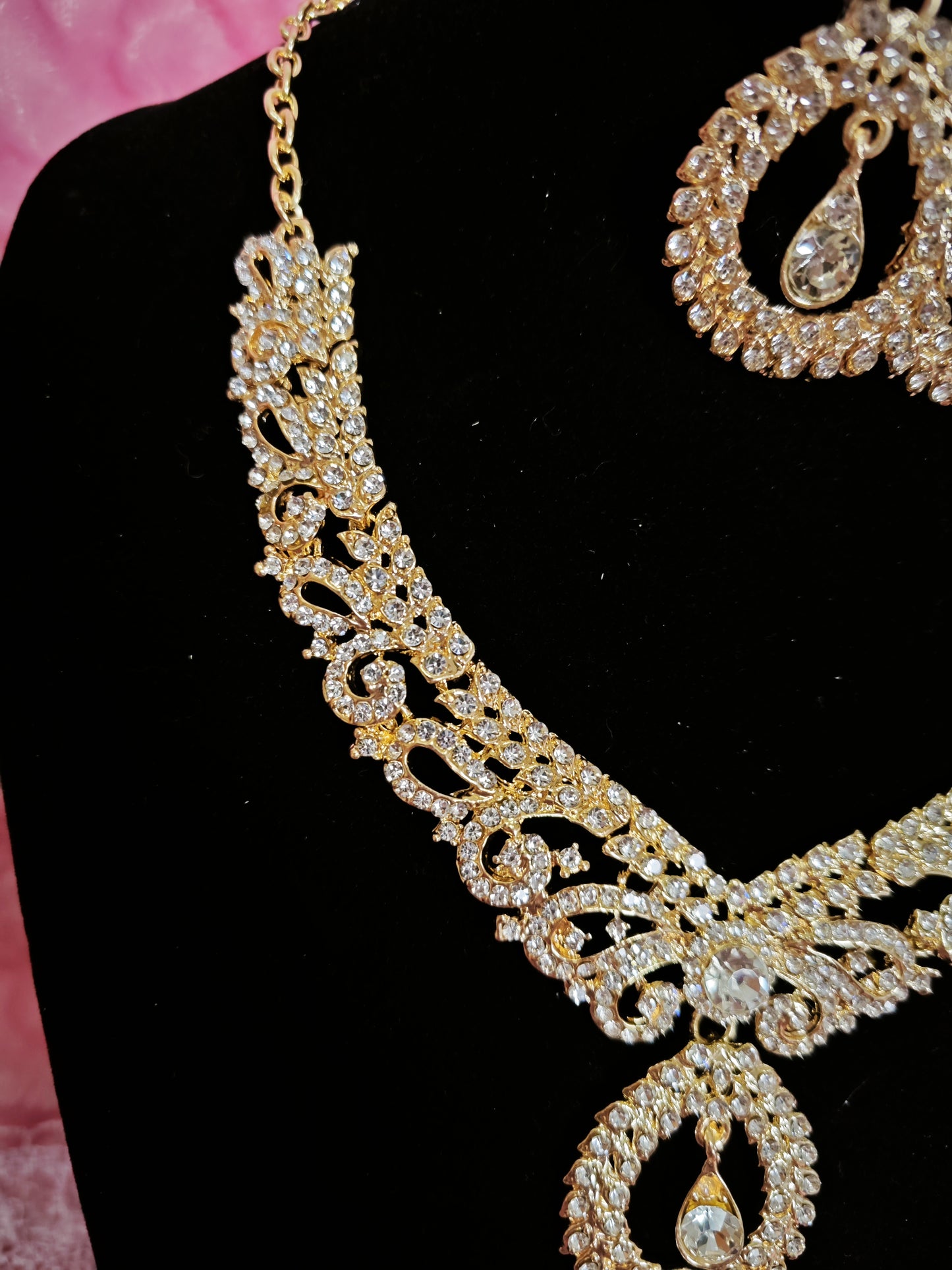 Luxury Full Diamond Twisted Vine Statement Jewelry Set