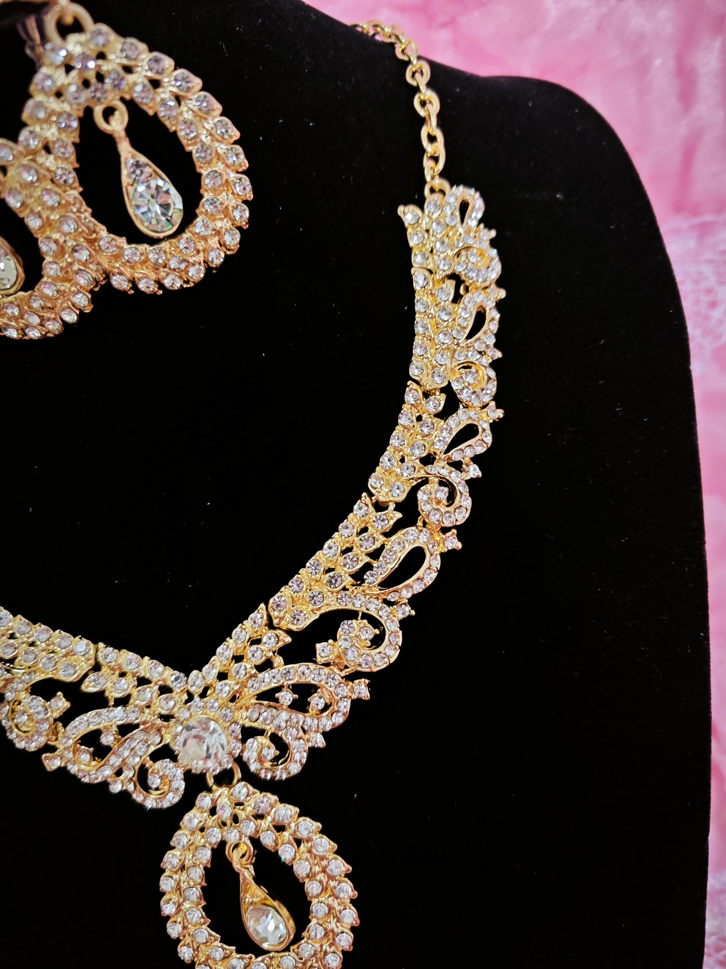 Luxury Full Diamond Twisted Vine Statement Jewelry Set