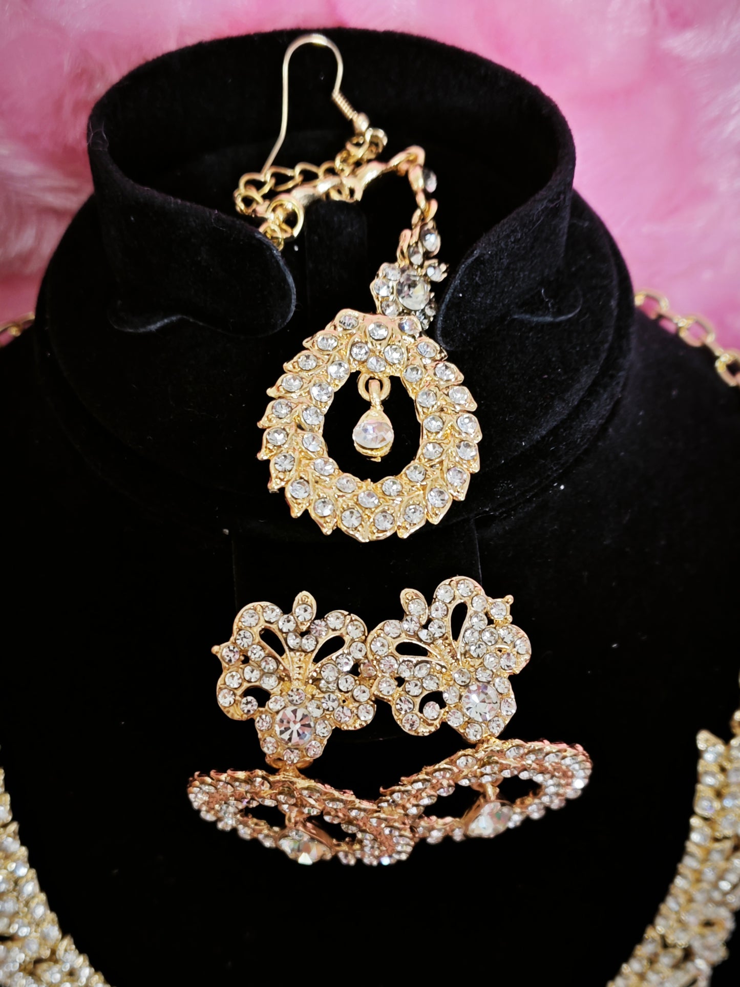 Luxury Full Diamond Twisted Vine Statement Jewelry Set