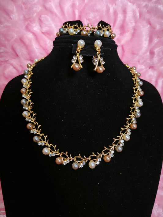 Elegant Pearl Twig Statement Jewelry Set