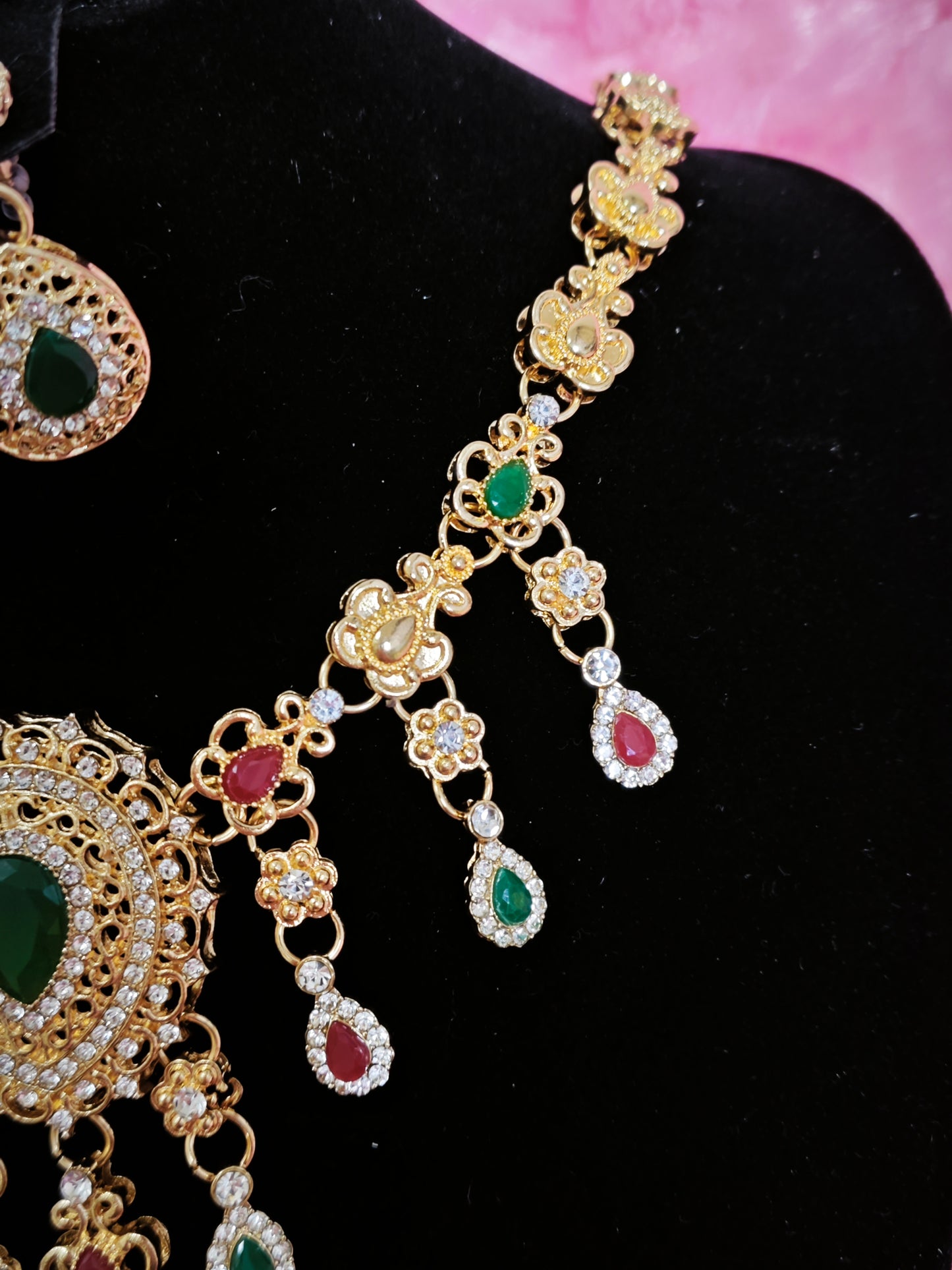 Luxury Emerald Tassel Statement Jewelry Set