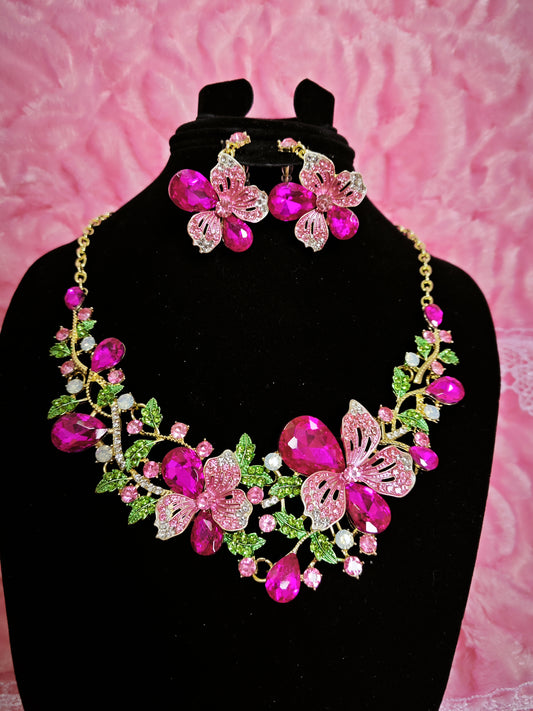 Majestic Fuchsia Jewel Butterfly Regal Jewelry Set