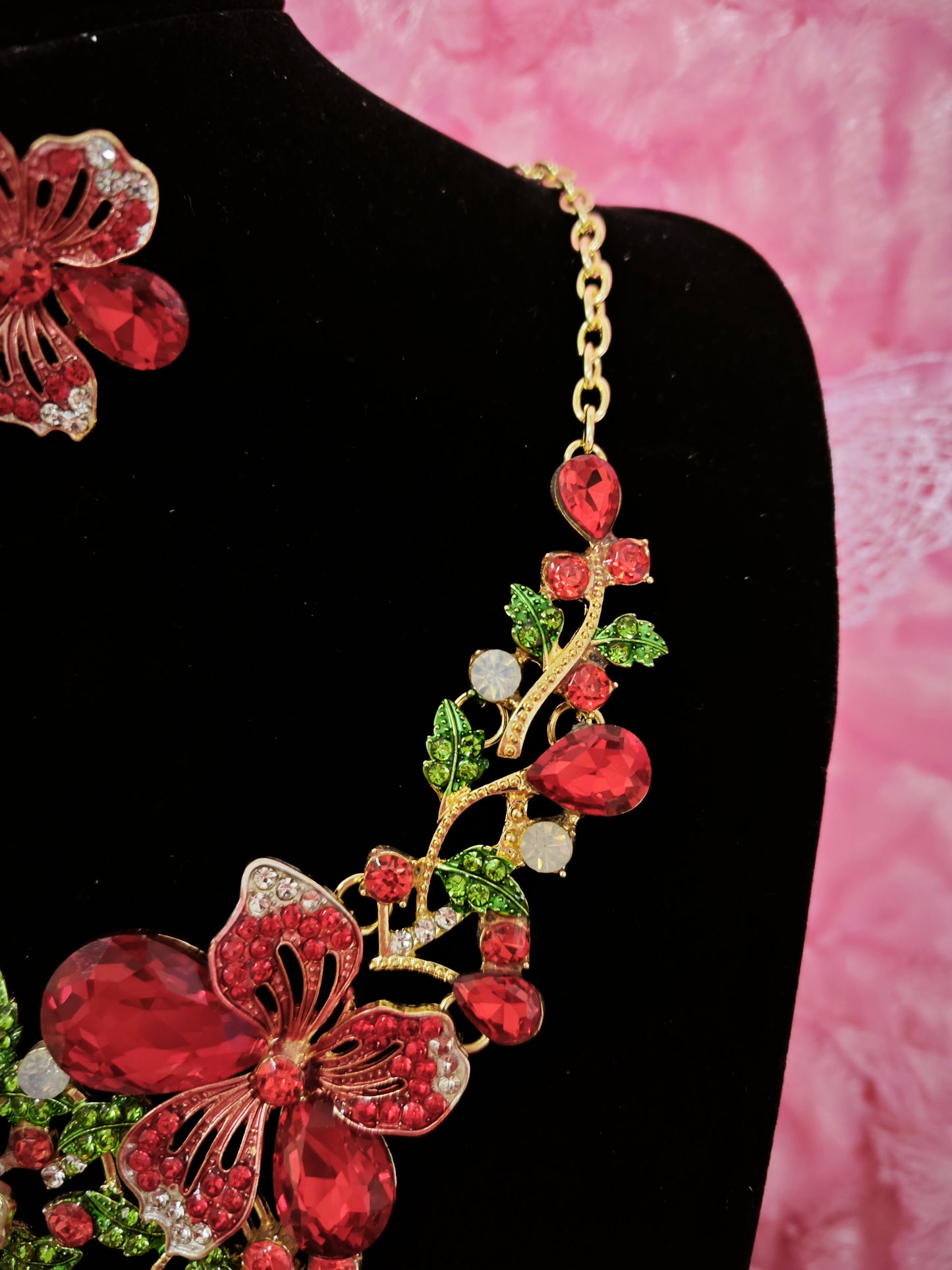 Majestic Crimson Jewel Butterfly Regal Jewelry Set