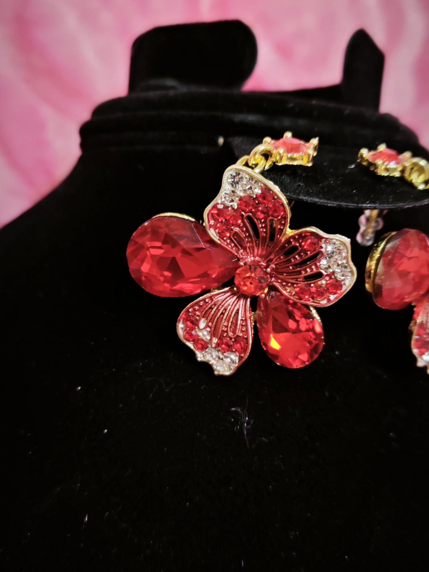 Majestic Crimson Jewel Butterfly Regal Jewelry Set
