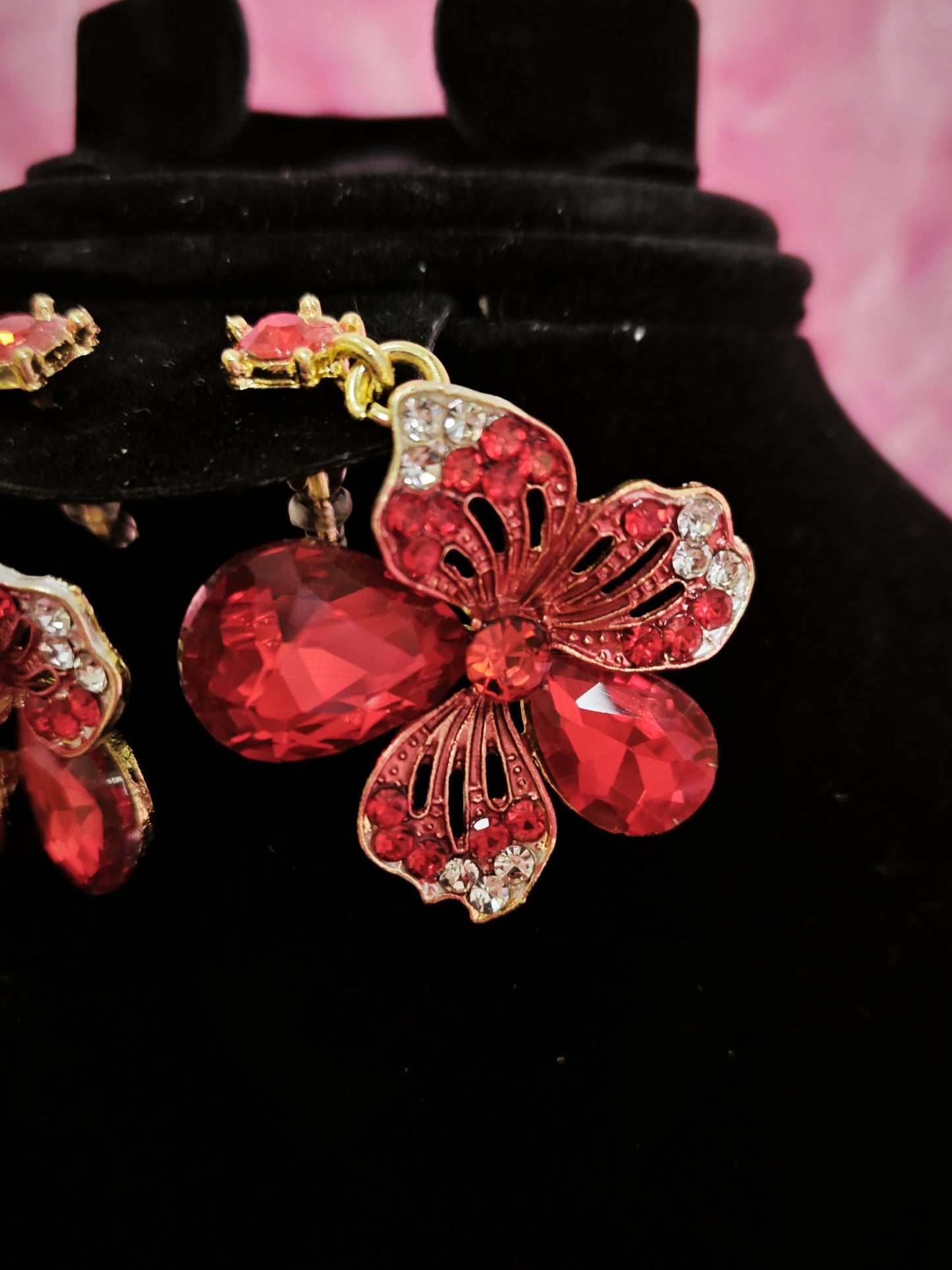 Majestic Crimson Jewel Butterfly Regal Jewelry Set