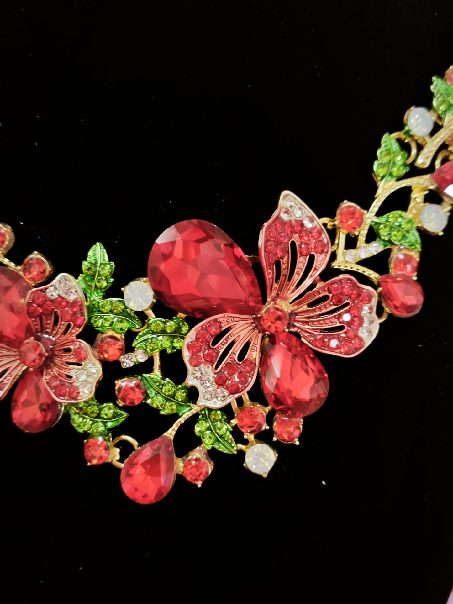 Majestic Crimson Jewel Butterfly Regal Jewelry Set