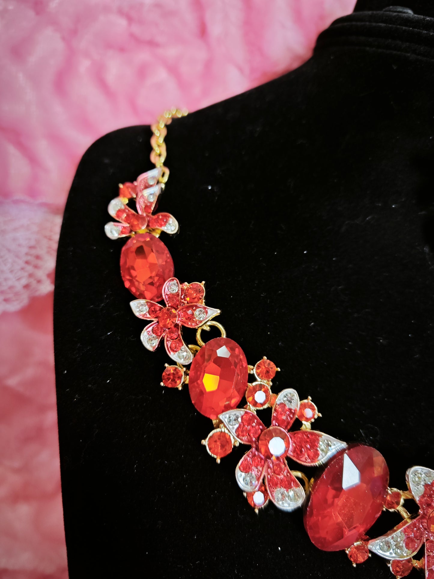 Majestic Ruby Cluster Drop Jewelry Set