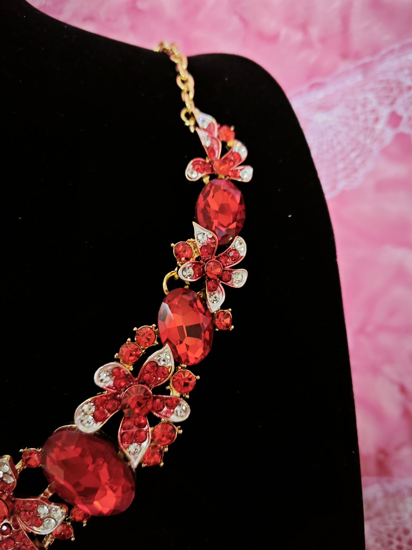 Majestic Ruby Cluster Drop Jewelry Set