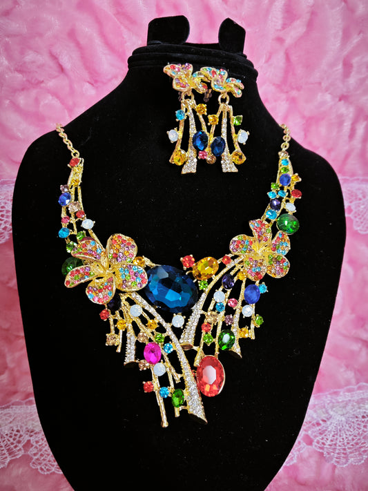 Majestic Multigem Blossom Cascade Jewelry Set