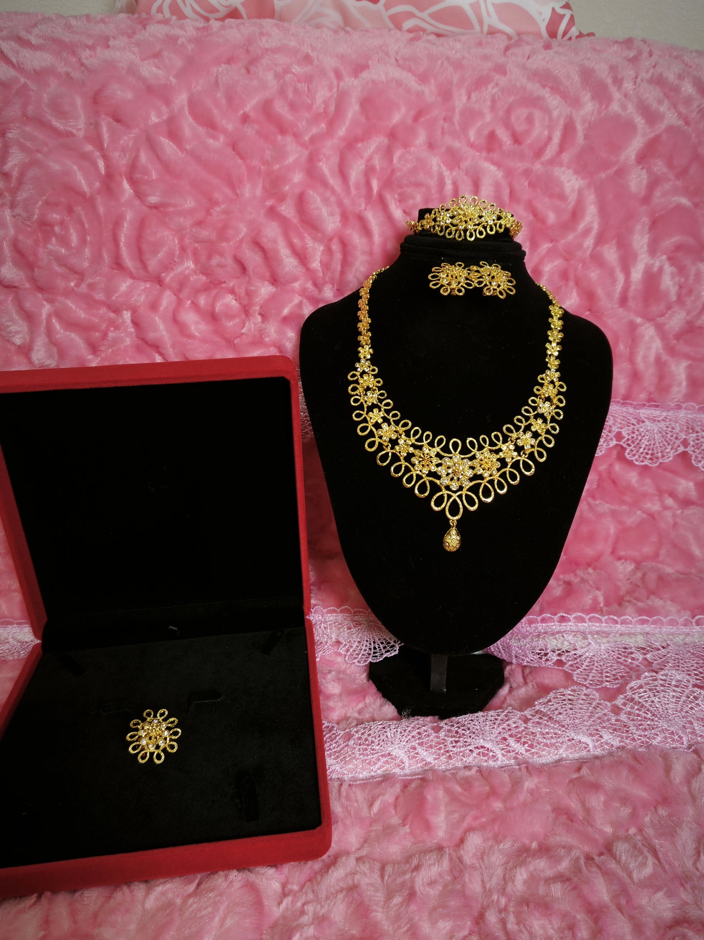Sovereign Gilded Openwork Floral Jewelry Set