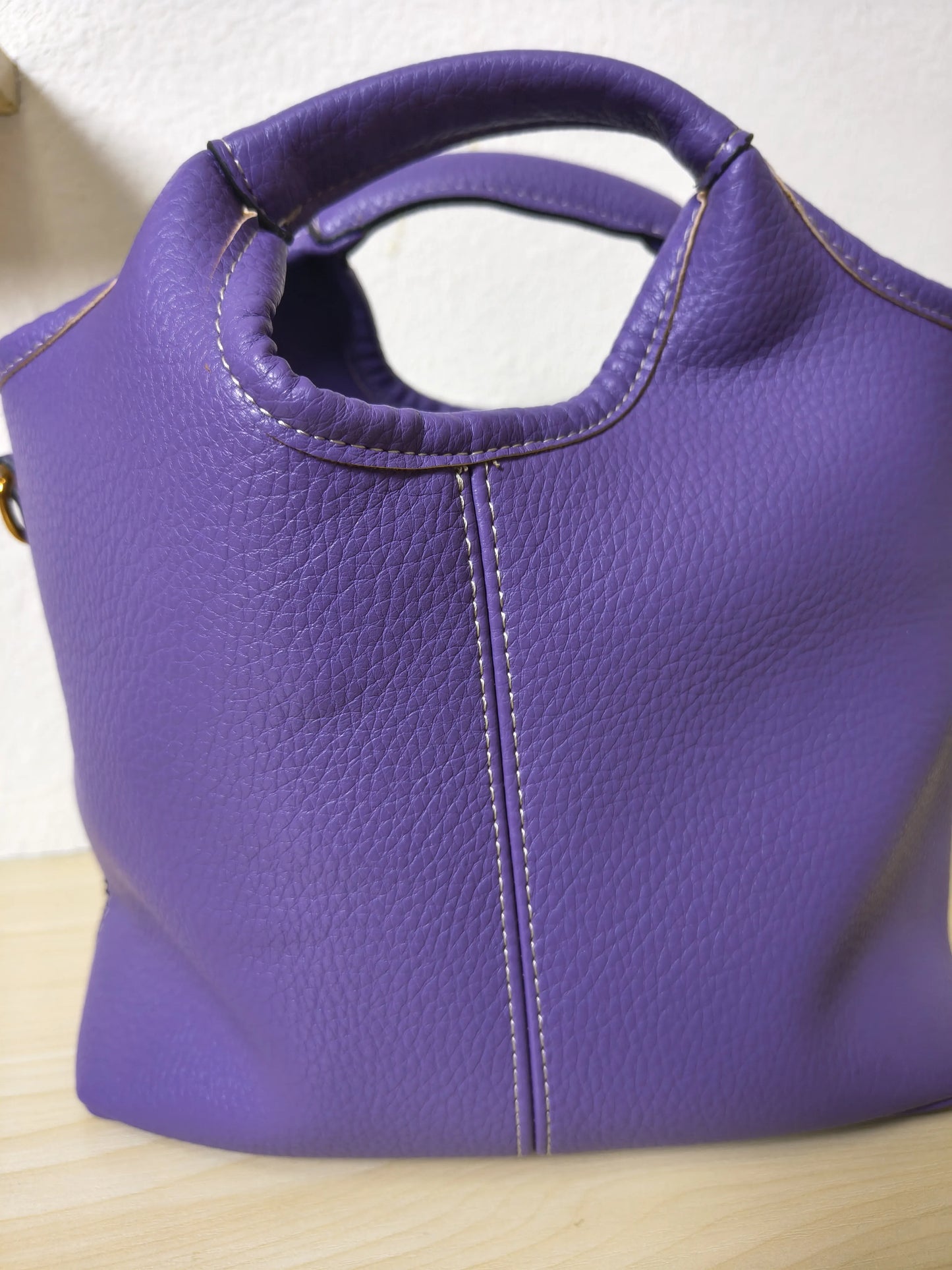 Deep Purple Peony Floral Embroidery Bucket Bag (E11)