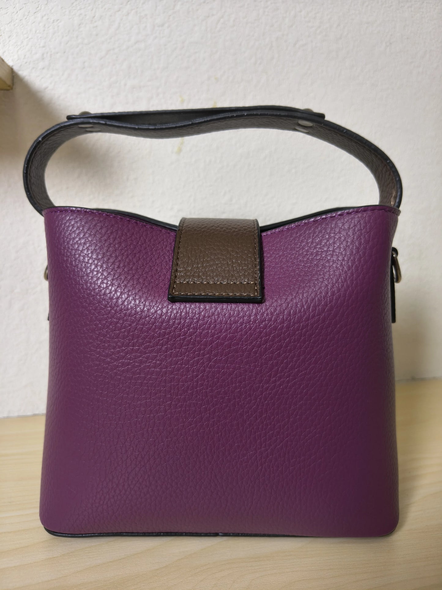 Deep Purple Golden Wheat & Grass Embroidery Mini Bucket Bag (E17)