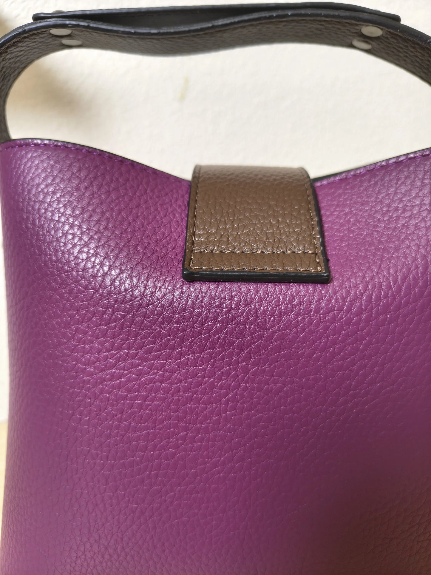 Deep Purple Golden Wheat & Grass Embroidery Mini Bucket Bag (E17)