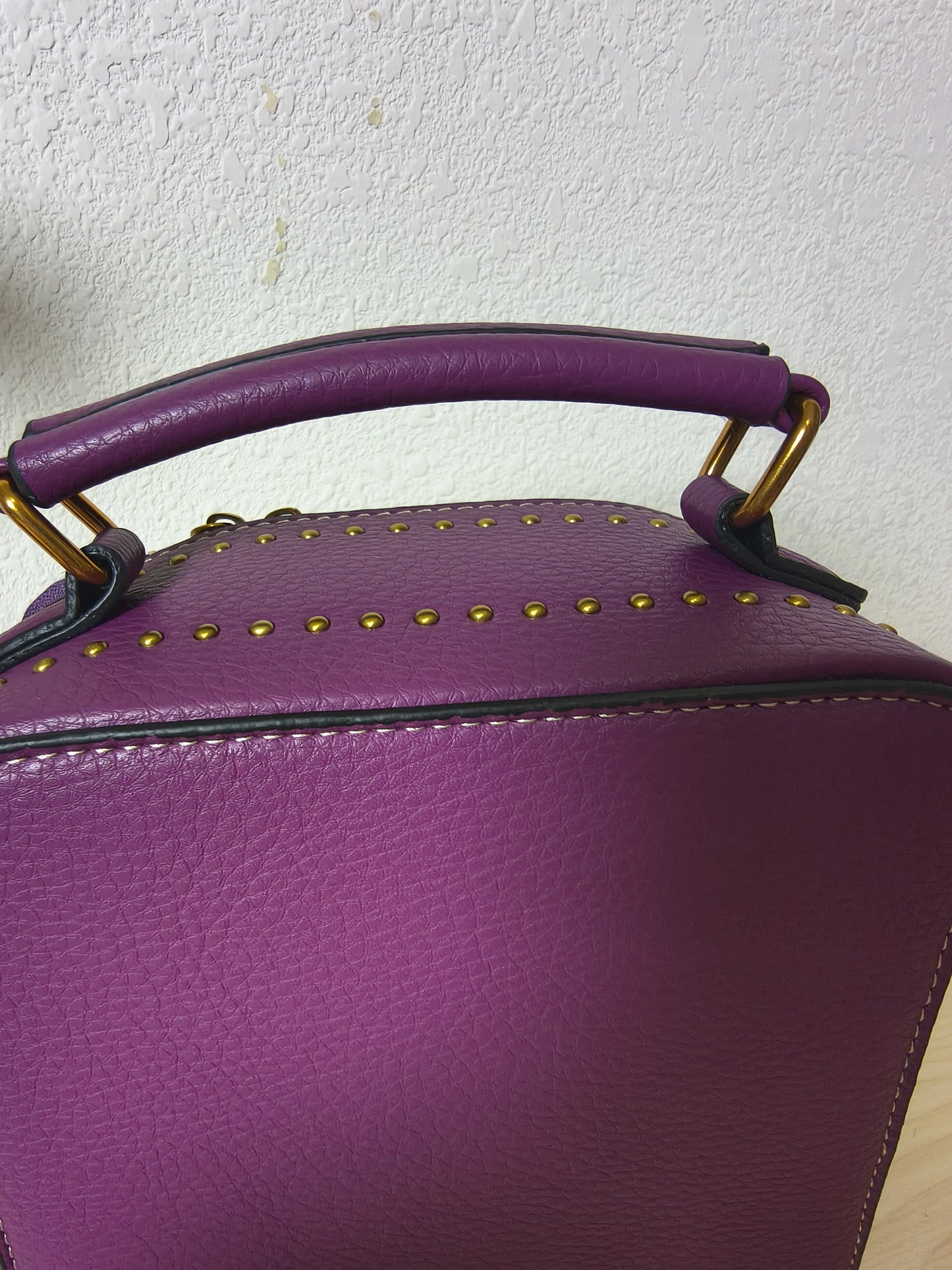 Deep Purple Peony Embroidery Vintage Box Bag (E28)
