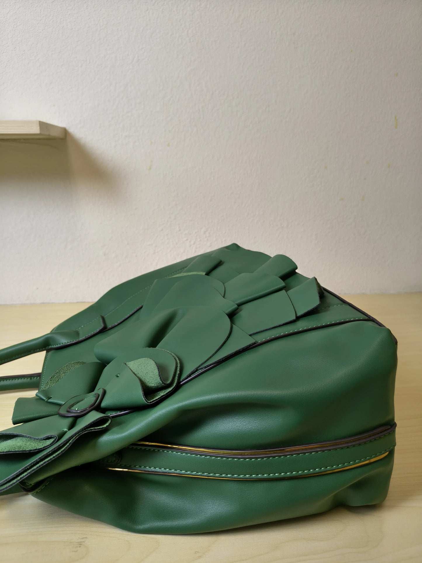Emerald Green Structured 3D Floral Tote Bag (E48)