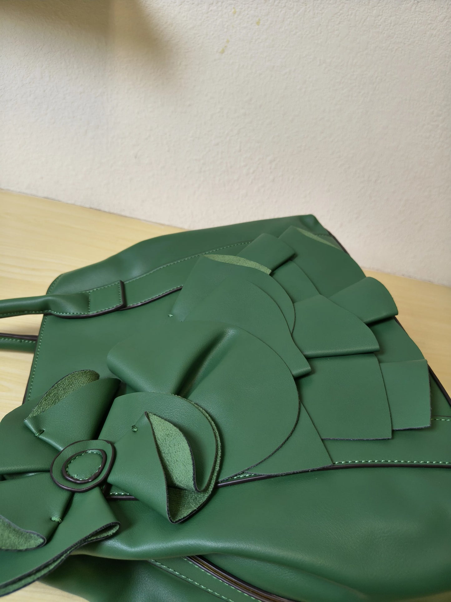 Emerald Green Structured 3D Floral Tote Bag (E48)