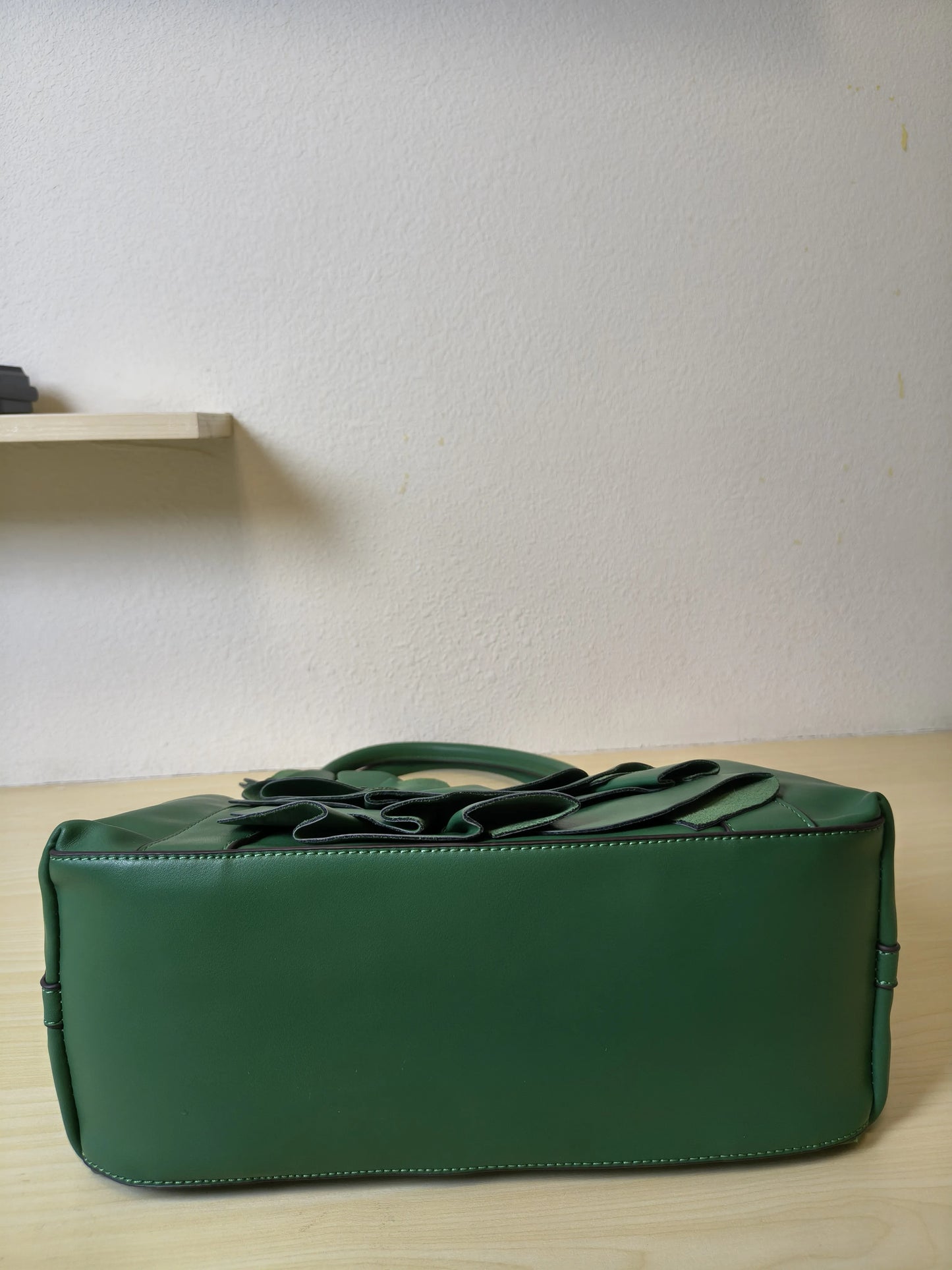 Emerald Green Structured 3D Floral Tote Bag (E48)