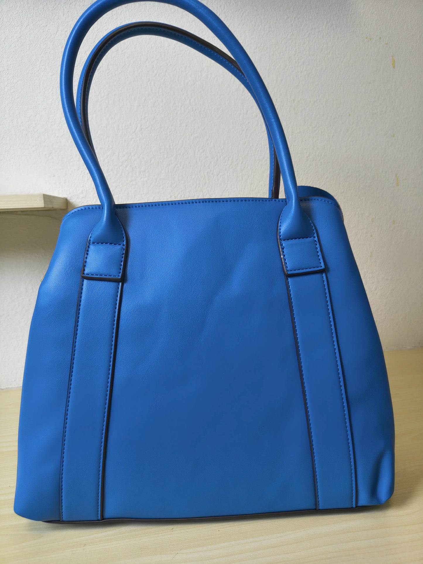 Elegant Blue Structured 3D Floral Tote Bag (E49)