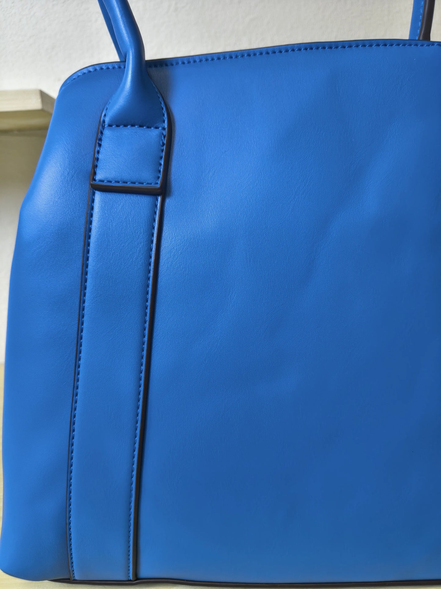 Elegant Blue Structured 3D Floral Tote Bag (E49)