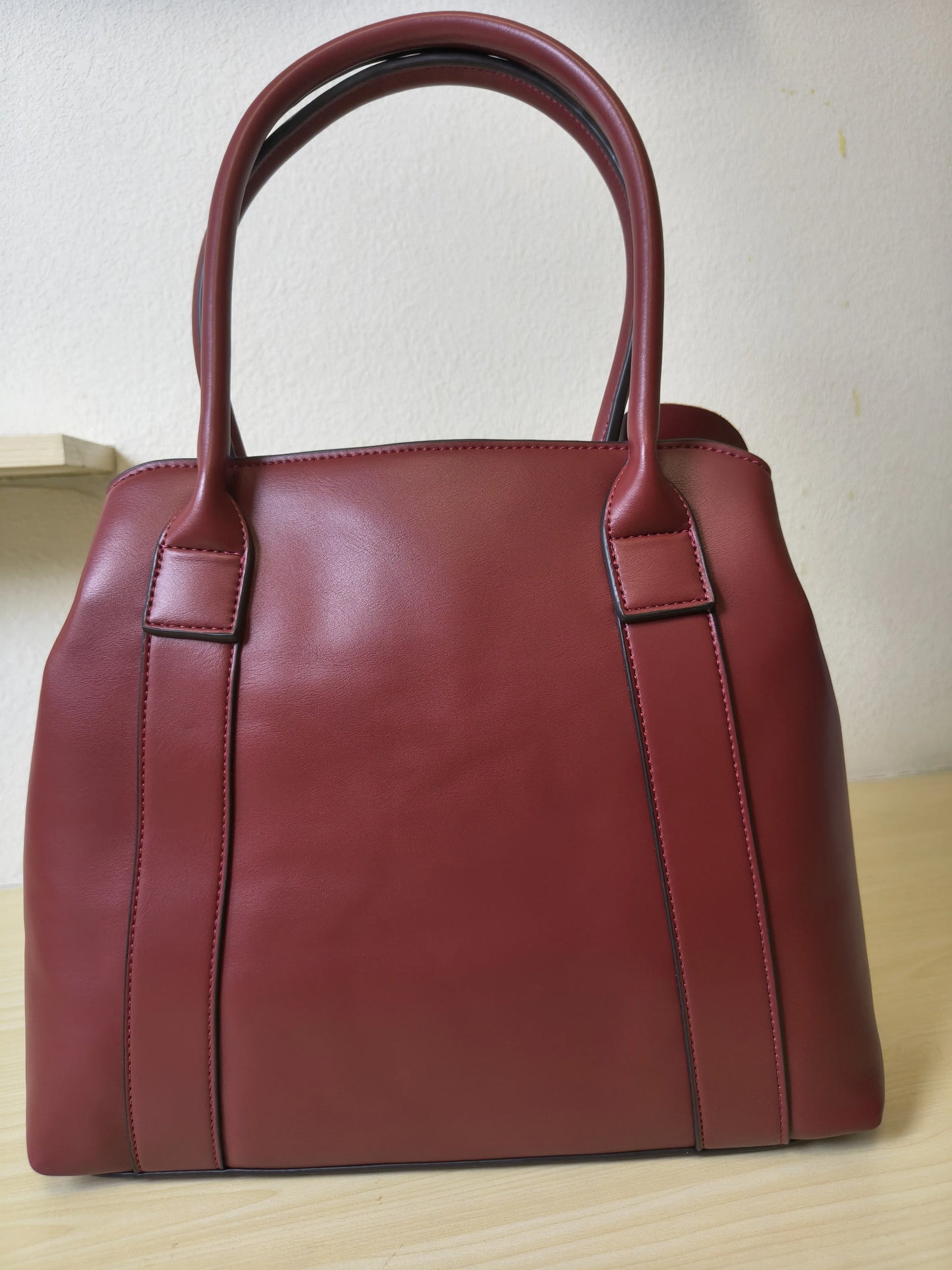 Burgundy Structured 3D Floral Tote Bag (E50)