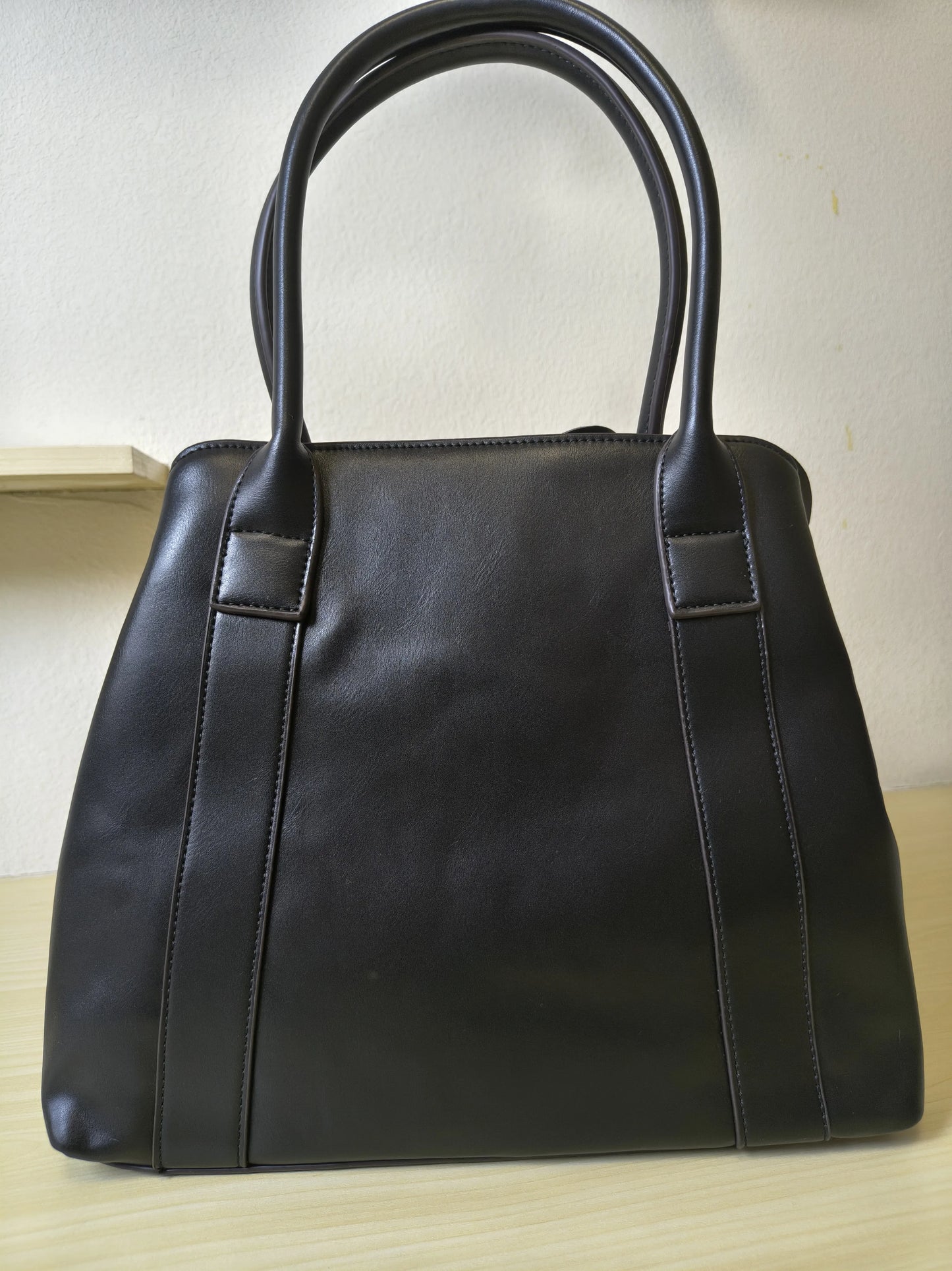 Classic Black Structured 3D Floral Tote Bag (E51)