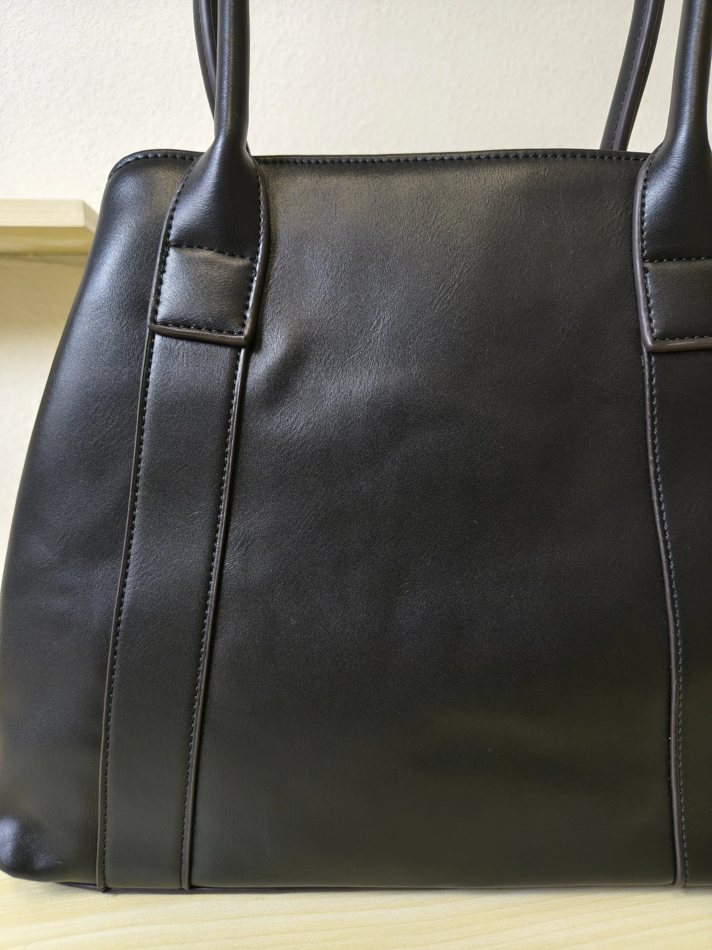 Classic Black Structured 3D Floral Tote Bag (E51)