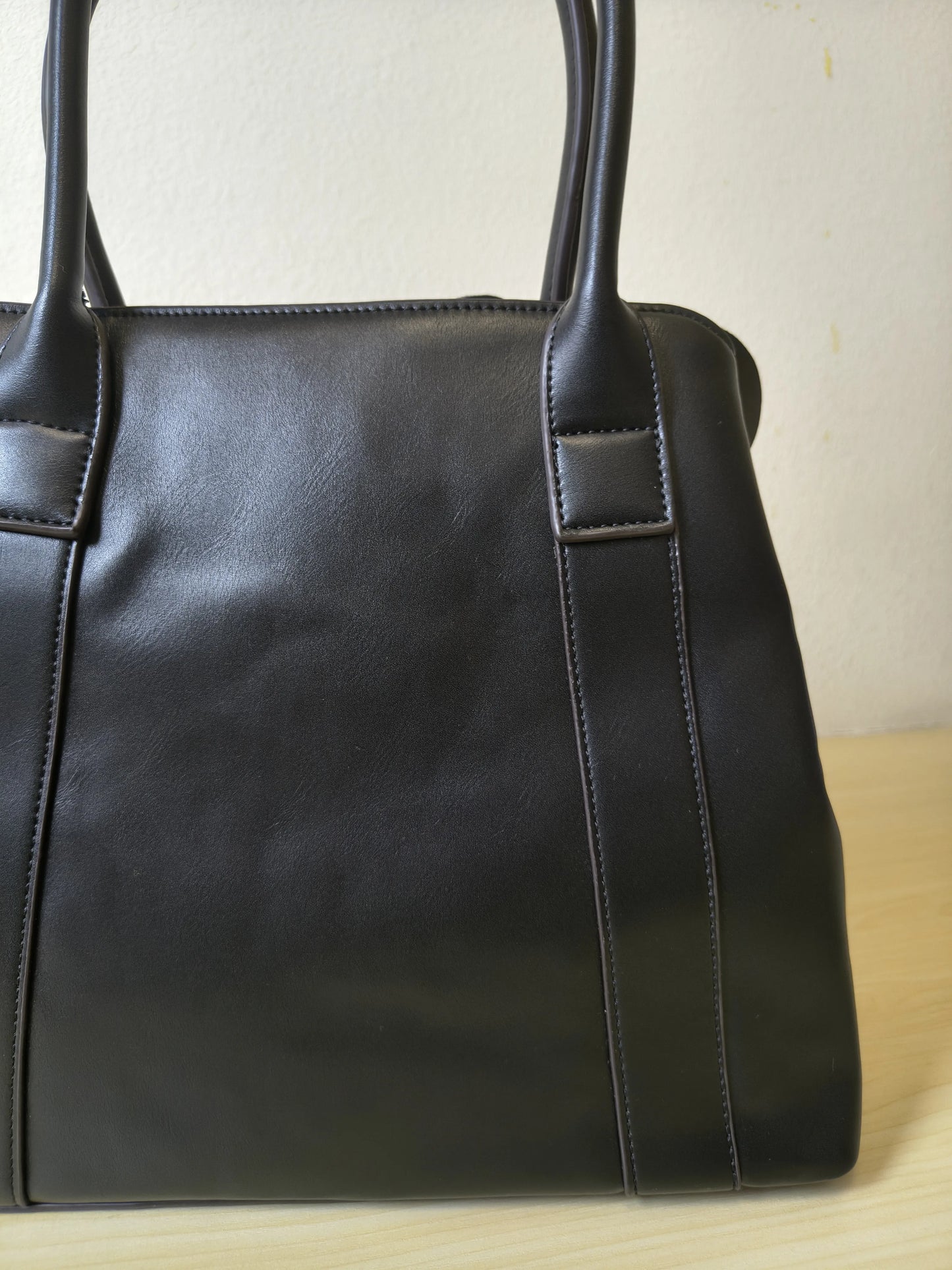 Classic Black Structured 3D Floral Tote Bag (E51)