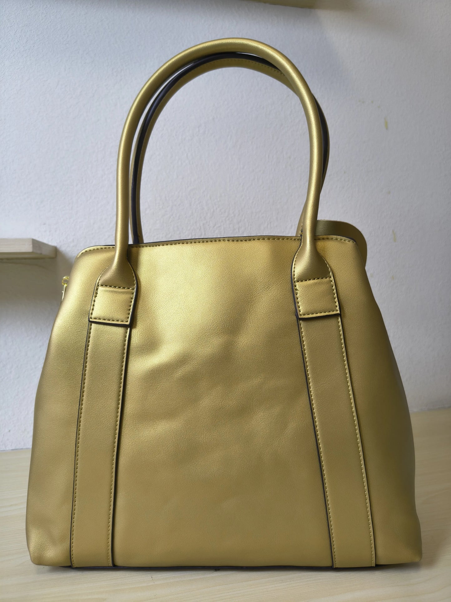 Luxury Gold Structured 3D Floral Tote Bag (E52)