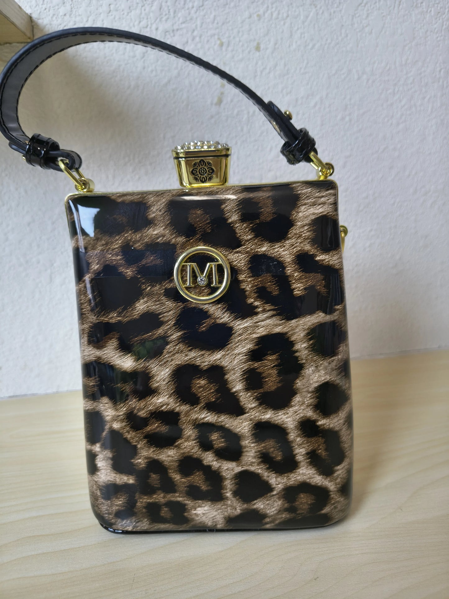 Classic Metallic Texture Structured Rhinestone Frame Box Bag (E53)