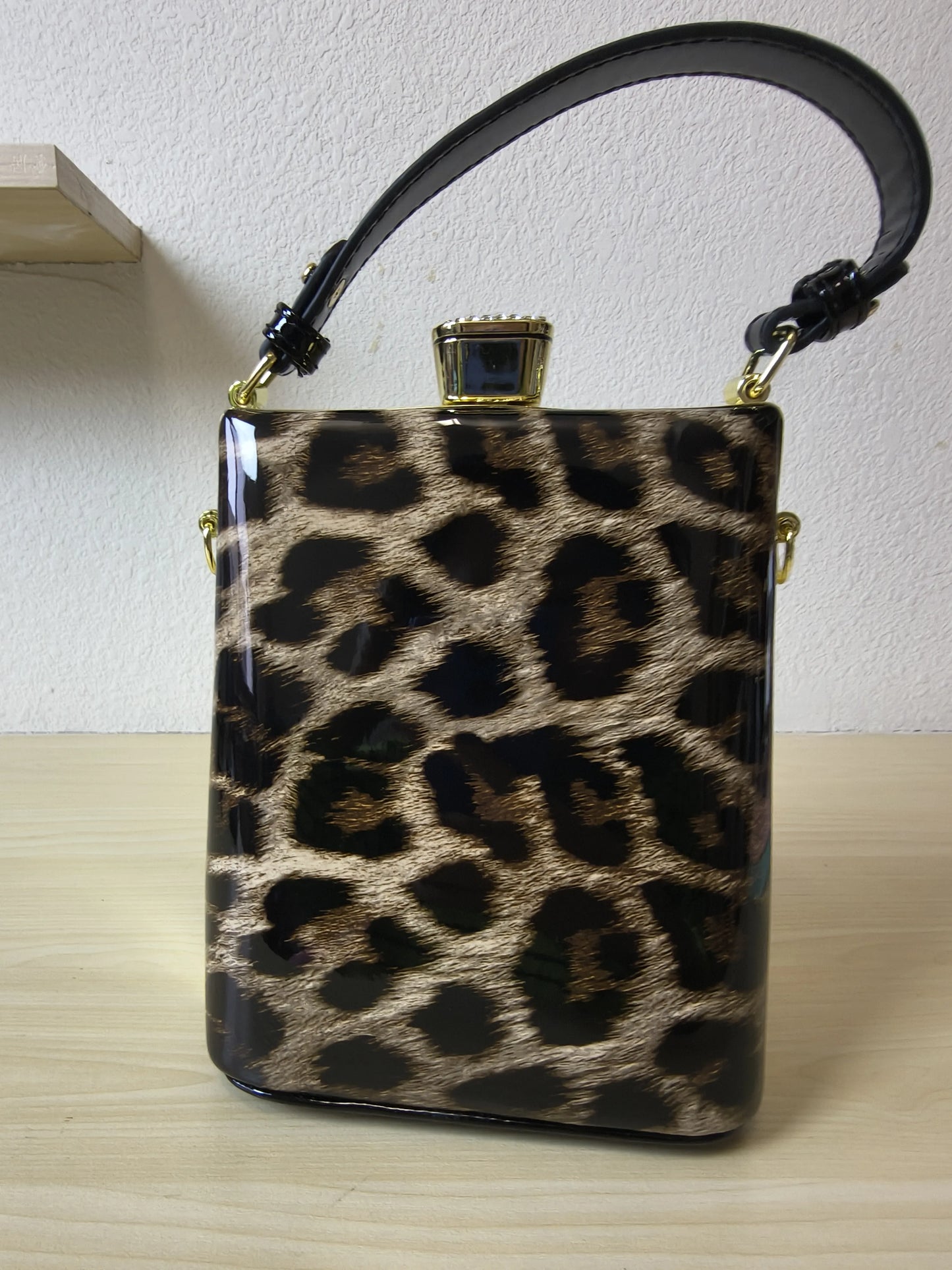 Classic Metallic Texture Structured Rhinestone Frame Box Bag (E53)